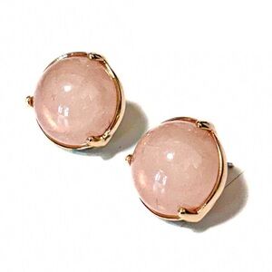 NEW - Carmen Charming Rose Quartz & Polished Gold Metal Stud Earrings